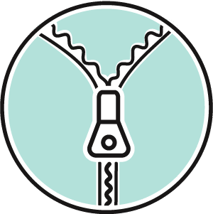 Grünes Icon mit dargestelltem Reißverschluss
